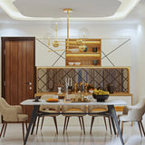 Contemporary Dining Room Design With Chandelier And Sideboard
