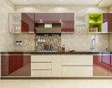 Red-Cream Parallel Modular Kitchen