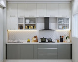 Grey and White Parallel Kitchen
