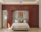 TCW Interiors - Modern Spacious Guest Room Design Idea With Ruby Wine Wardrobe 
