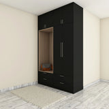 Hinged Modern Wardrobe Design Idea with Loft and Mirror