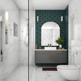 Classy White Marble Finish Bathroom Design With Contemporary Styling