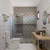 Small Rustic Bathroom With Printed Wall Tiles