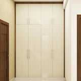 Straight Hinged 4-Door Modern Wardrobe Design with Loft Storage