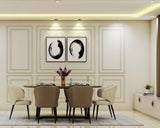Classic Trimmed Wall 6-Seater Dining Room Design