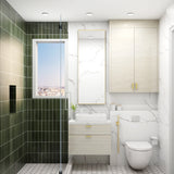 Modern Green-White Themed Bathroom Design