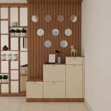 Modern And Spacious Foyer Design With Wooden Panels