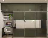 Olive Green Themed Wardrobe Design With Contemporary Decor