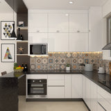 White-Themed Kitchen with Contrasting Dado