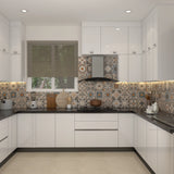 White-Themed Kitchen with Contrasting Dado