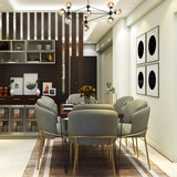 Contemporary 6-Seater Dining Room Design with Crockery Unit and Partition