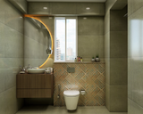 Modern Pastel Green Bathroom With Niche Area