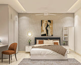 Grey-Themed Bedroom With Modern Art