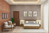 Rustic Master Bedroom Design With Brick Accent Wall