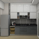 Silver-White Parallel Kitchen