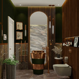 Classic Spacious Bathroom Design With Stand Alone Basin