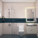 Modern Bathroom with White and Blue Tiles