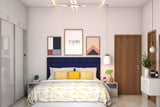 Modern Master Bedroom Design With Dark Blue Headboard