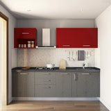 Grey and Ruby Red Kitchen