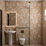 Modern Bathroom Design With White And Brown Tiles