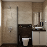 Beige & Brown Textured Classic Washroom Design