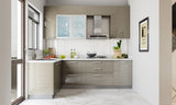 White L-Shaped Modular Kitchen