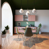 Tropical Green And Pink Dining Room Design