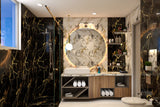 Spacious Black Bathroom Design With Portoro Marble