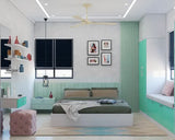 Contemporary Green And White Master Bedroom Design