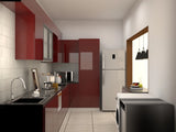 Cherry Modern L-Shaped Kitchen