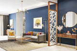 Spacious Eclectic Living Room With Ink Blue Highlight Wall