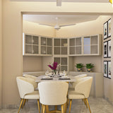 Angular 6-Seater Dining Room Design with Crockery Unit