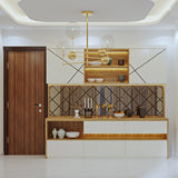 Contemporary Dining Room Design With Chandelier And Sideboard