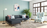 Budget Friendly Blue-Themed Living Room With Brick Wall