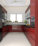 Red Contemporary Kitchen