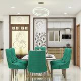 Contemporary Green 6-Seater Spacious Dining Room with Prayer Area