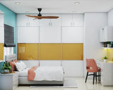 Contemporary Bedroom with Peach and Pop of Yellow